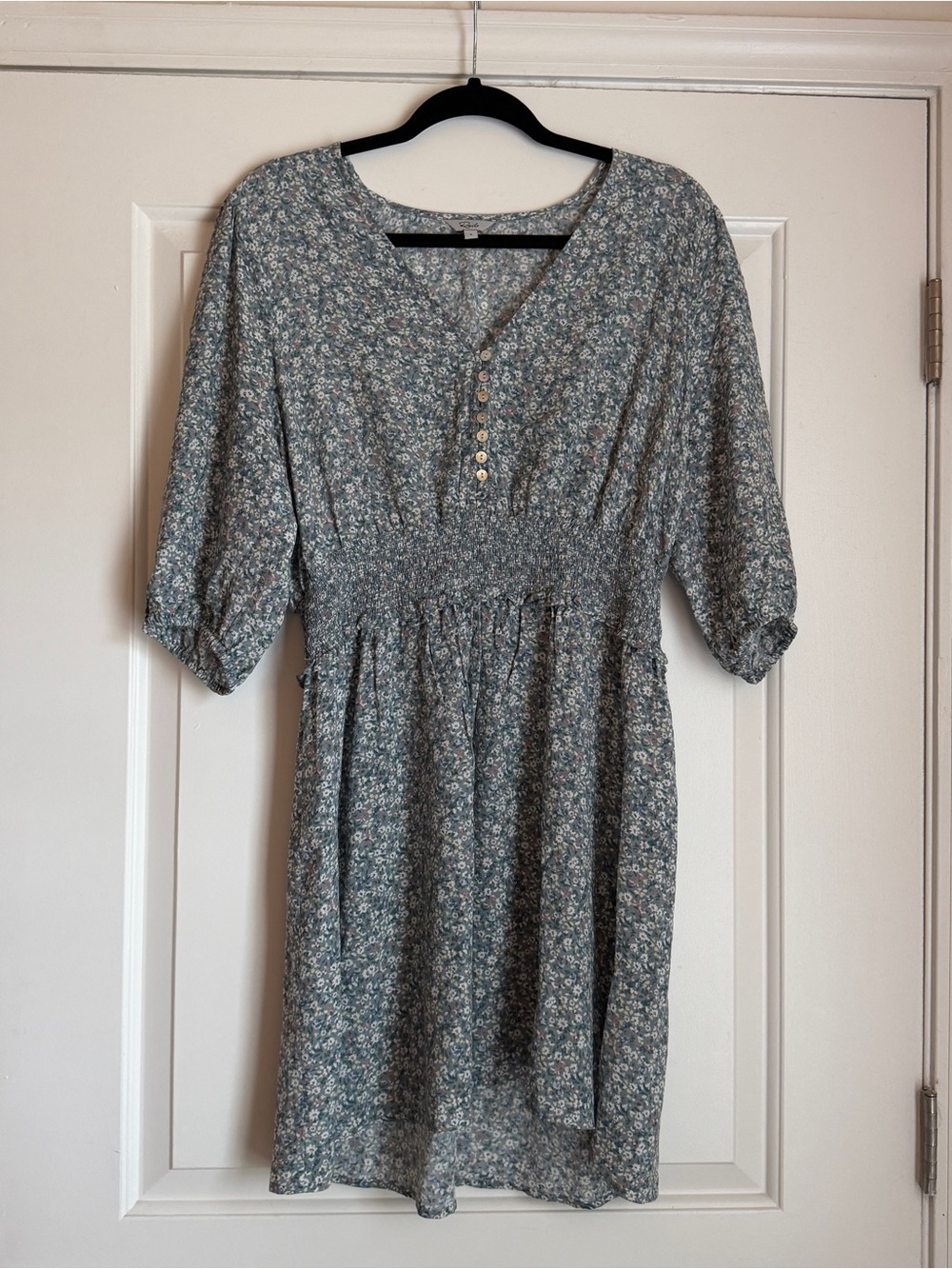 Rails Blue Floral Smocked Midi Dress